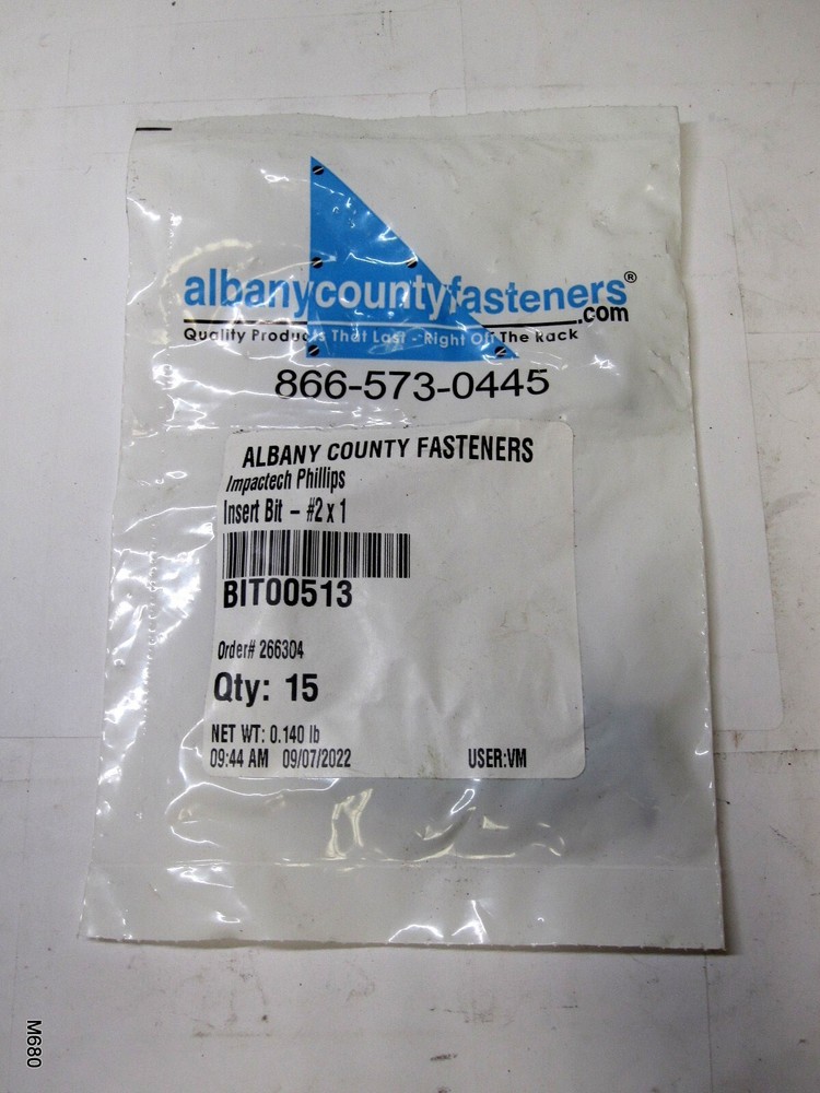 15-QTY Albany County Fasteners Impactech Phillips Insert Bit #2 x 1