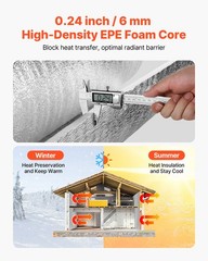 VEVOR 4 Rolls Reflective Heat Insulation Radaint Barrier EPE 24in x 18ft 6mm