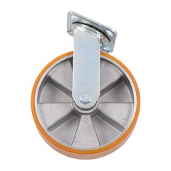 4 Pcs Industrial Casters 8″ Caster Wheel With Brake 6000lbs Orange Aluminum Core