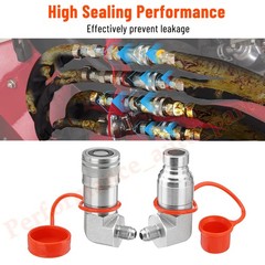 90 Degree Flat Face Skid Steer Hydraulic Quick Connect Coupler Set 3/8″ JIC Male