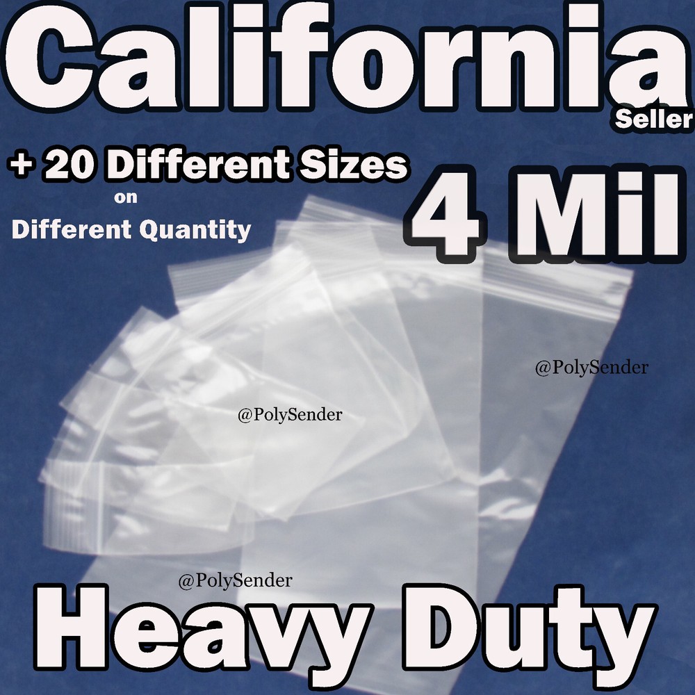 Clear 4 MIL Reclosable Zip Seal Lock able Bag Plastic Baggie Heavy Duty Top 4Mil