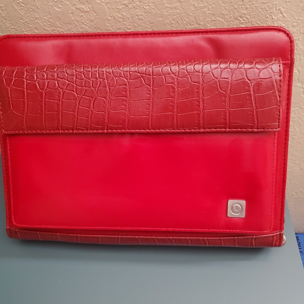 Franklin Covey Day One Classic Red Faux Alligator Binder Planner + New Inserts
