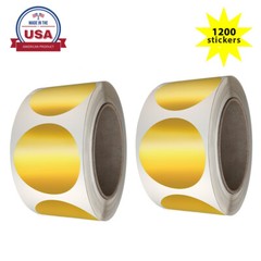 Royal Green 2 Inch Gold Large Round Dot Stickers 50mm (5cm) 1200 Pack on Rolls