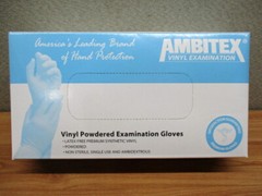 2 Boxes Of 100 Small Ambitex Examination Throw Away Safe Powdered Vinyl Gloves