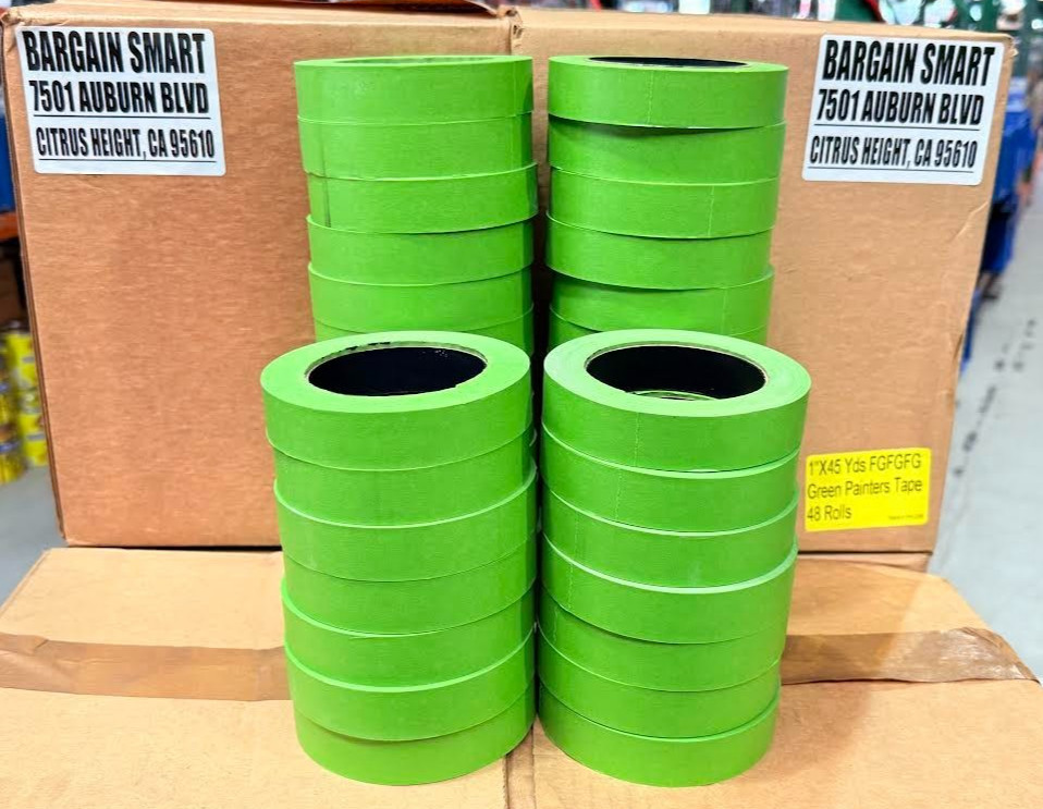 48 Rolls 1″ X 45 Yards Green Painters Masking Tape Quick Ship USA Made BLEMS