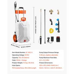 10 Gal Battery Powered Sprayer with Cart Wheeled 0-80 PSI Electric Weed Sprayer
