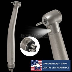 NSK Style Dental LED E-generator Fiber Optic 4 Spray Handpiece 4H Standard Head