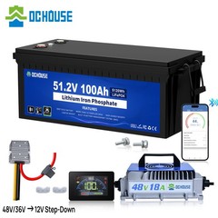 DC HOUSE 48V 100AH Golf Cart Lithium LiFePO4 Battery with 18A Charger Club Car