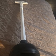 Black Rubber Toilet and Drain Plunger with White Handle, Black Plunger Cup