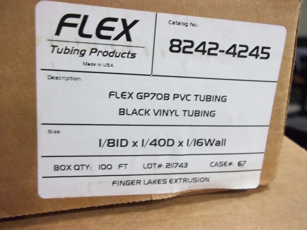 NIB FLEX PVC TUBING 8242-4245 100 FT GP70B 1/8 ID X 1/4 OD X 1/16 WALL (MM4)