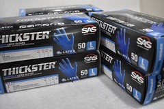 SAS SAFETY THICKSTER 14mil LARGE POWDERED LATEX DISPOSABLE GLOVES (LOT OF 1 BOX)