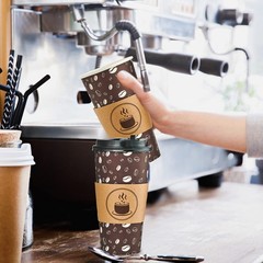 JOLLY PARTY Disposable Coffee Cups with 50 Count (Pack of 1), Dark Brown-20oz