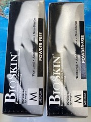 Bioskin Powder Free Latex Exam Gloves 2 boxes of 100 gloves size medium