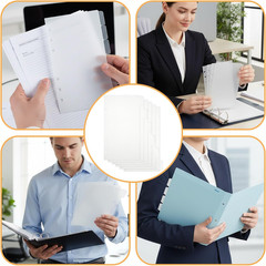 6 PCS A6 Dividers Clear Plastic Index Divider with Tabs, 6 Holes Planner Insets