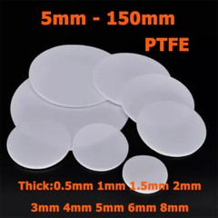 Dia 5mm-150mm PTFE Solid Disc Round Pads Gasket Thick 0.5/1/1.5/2/3/4/5/6/8mm