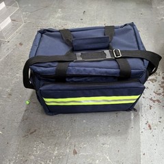 Blue EMS/Trauma First Aid Bag w/ Shoulder Strap, Dividers, 2 Orange Pouches