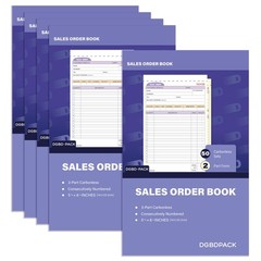 5 Pack Sales Order Book 2 Part Carbonless Invoices 50 Sets per Book White