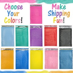 All 3 Sizes! Assorted 8.5×12, 6×9, & 4×8 Colored Poly Bubble Padded Mailers NEW!