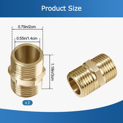1/2 Inch Npt Brass Nipple Male To Male Pipe Fitting Adapter, Straight Connector