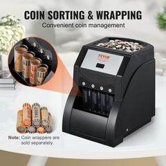 VEVOR USD Coin Sorter Coin Wrapper and Roller 230 Coins/min 4 Coin Tubes