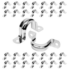 50Pcs 1-1/4″ Stainless Steel Pipe Strap Clamps Two Hole Strap for Conduit Cables