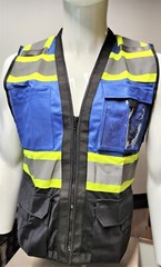 Class 1 High Visibility Reflective Red OR Blue/ Black Safety Vest w/ ID POCKET