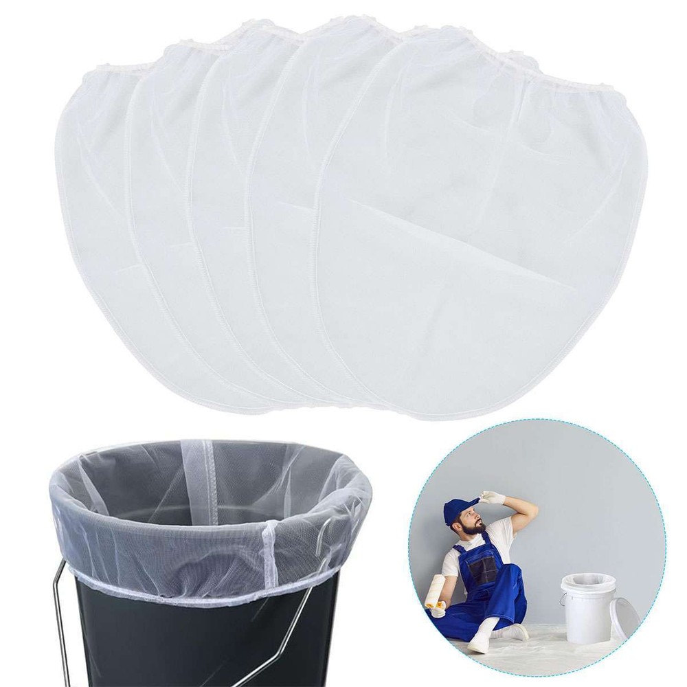 5 Pieces Paint Strainer Bags 5 Gallon White Fine Mesh Filters Elastic Opening