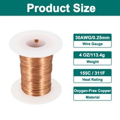 30AWG Magnet Wire 30 Gauge 4oz Enameled Copper Wire 155C(311F) Copper Color