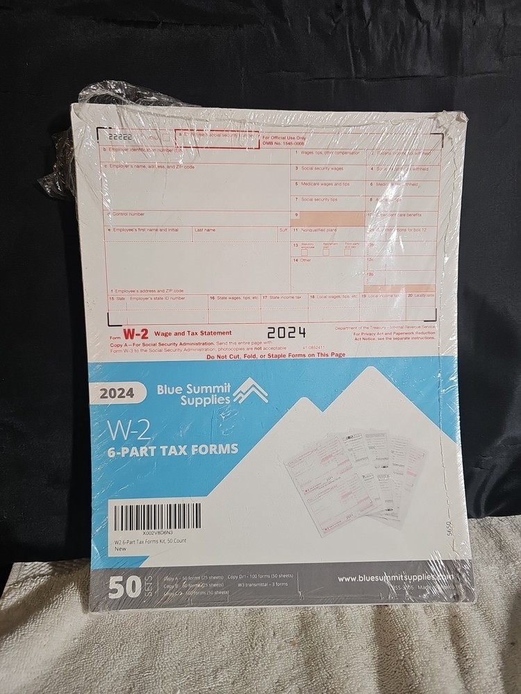 Blue Summit Supplies W2 Forms 2024 6 Part Tax Forms 50 Employee Kit Forms