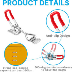 6 Pack Adjustable Toggle Latch Clamp 330LB Heavy Duty Lock with 24 Screws
