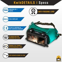 KwikSafety EAGLE EYES Welding Goggles ANSI Anti Fog Flip-Up #5 Lens + #10 Lens