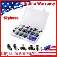 52 Pcs Quick Connect Air Hose Fitting Kit 1/4″ 3/8″ 1/2″ Push to Connect Air Fit