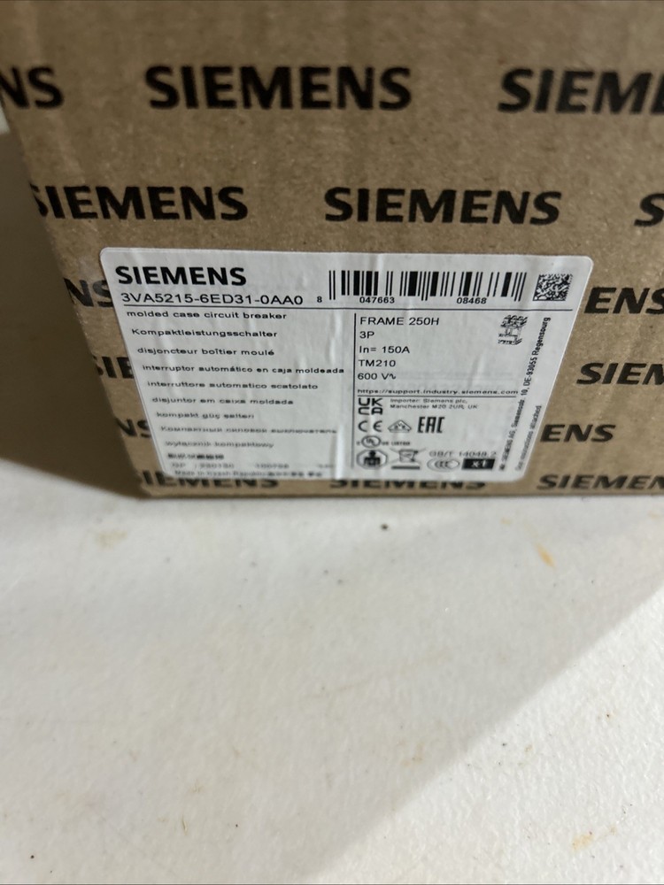 Siemens 3VA5215-6ED31-0AA0 150 Amp Circuit Breaker 3 Pole 600V NEW IN BOX