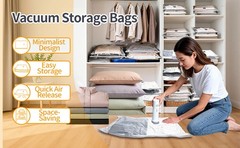 Vacuum Storage Bags for Travel, Vacuum Seal Bags for Clothing with Portable