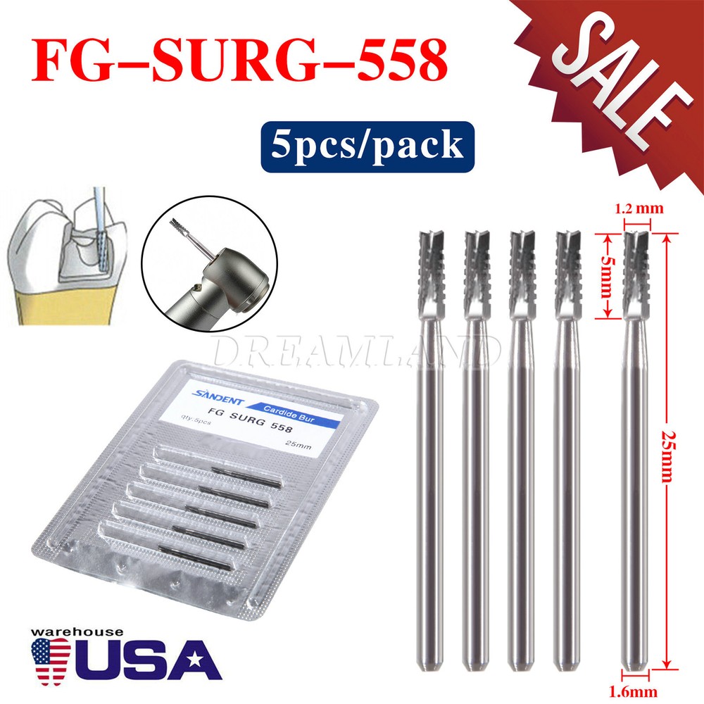FG 558L SANDENT Carbide Burs FG558L Bur #558L Friction Grip USA