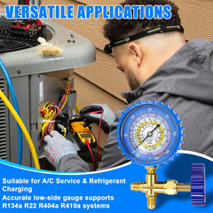 AC Recharge Kit with Gauge, R410A R134A R22 Refrigerant Charging Hose Kit, 59″ H