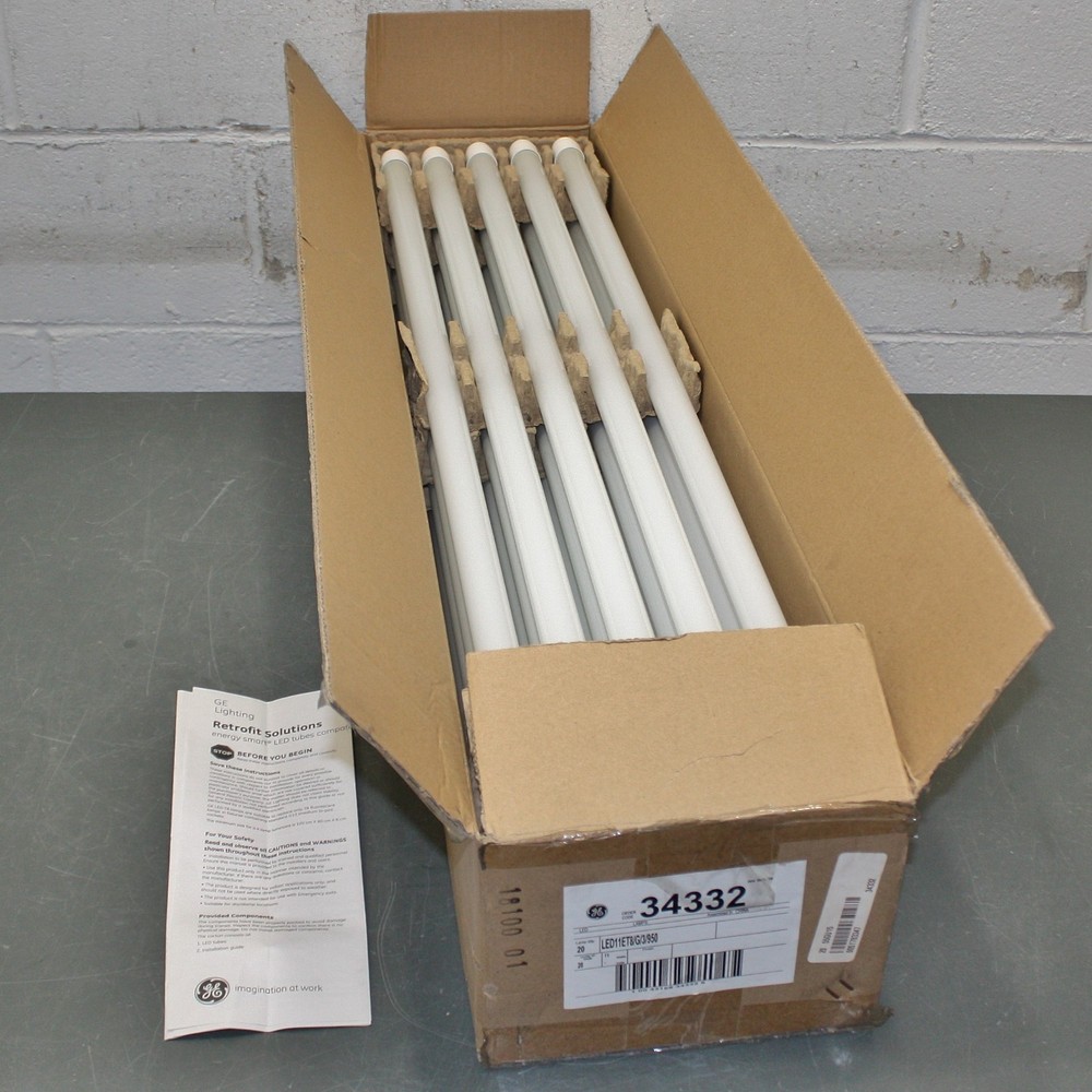 (20) GE Current Linear LED Bulb LED11ET8/G/3/950, Type A, 3′, T8, 5000k, 1600lm