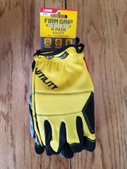 4 Pairs LARGE WORKING GLOVES Firm Grip Utility multi-color NEW washable tough