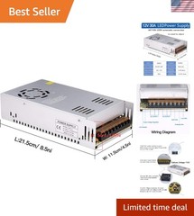 Compact 360W AC to DC Adapter with Adjustable Voltage for Electronics Safety