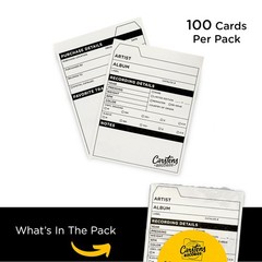 100 PCS Vinyl Record Catalog Cards 4×5.25 Inch White Printed DoubleSided