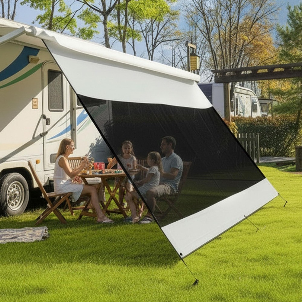 RV Awning Sun Shade Screen 8’×15’3”(Fit for 16′ Awning),Mesh Oxford Sunscr