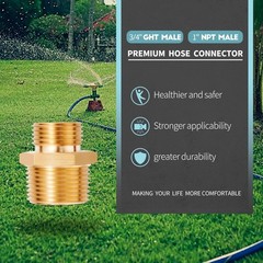 3/4″ GHT Male x 1″ NPT Male Lead-Free Brass Garden Hose Adapter Connector