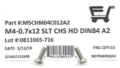 (50) M4-0.7 x12 Stainless Steel Slotted Cheese Head Machine Screw DIN84 A2 M4x12