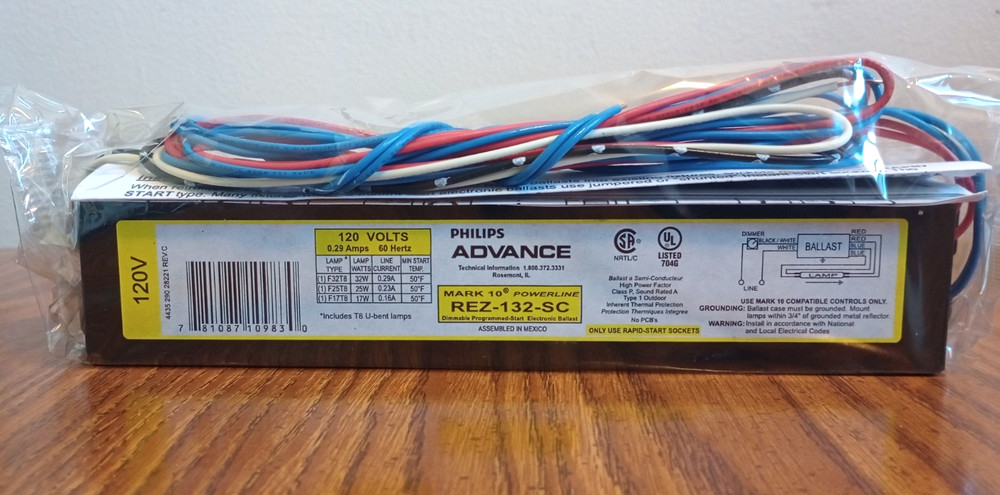 (1) Piece Advance MARK 10 REZ-132-SC Dimmable Fluorescent Ballast 120Vr (1) T8
