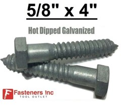 (Choose Qty) 5/8″ x 4″ Hot Dipped Galvanized Hex Head Lag Bolt Screw HDG