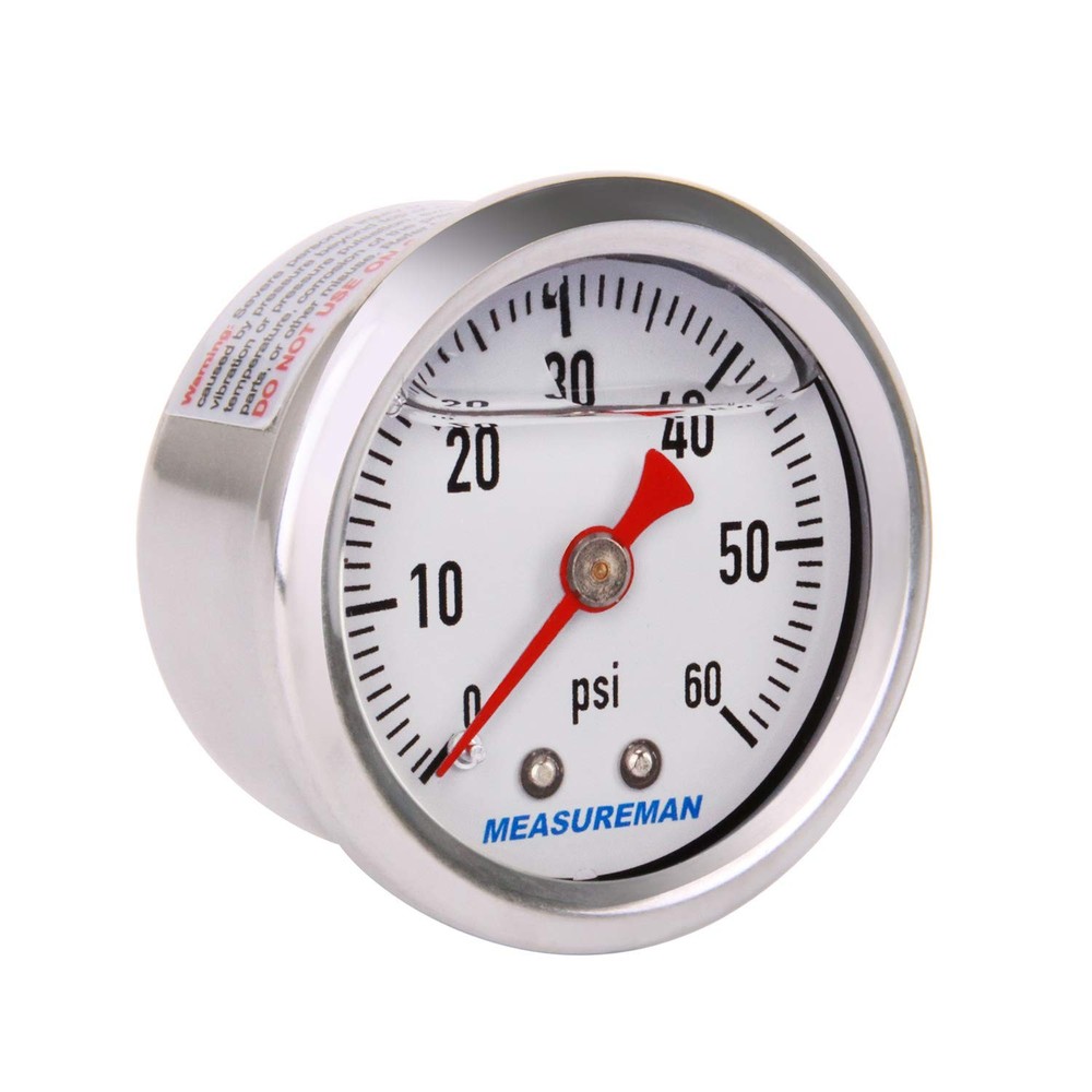 1.5″ Dial Size, 304 Stainless Steel case, Liquid Filled Fuel Pressure Gauge, …