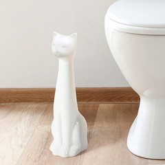 White Cat 2-Piece Toilet Brush Holder and Brush Set