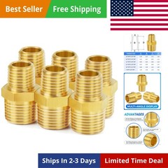 Brass Pipe Fitting, Reducer Hex Nipple 1/2″ NPT Male x 1/4″ NPT Male Thread A…