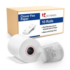 Clover Flex Paper Rolls – 10 – 2 1/4’’ x 50’- 48 GSM Flex, White