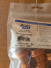 ZoomLock MAX 7/8″ 45 Degree 45 Degree Elbow 871406 MZK-45E14-HNBR 3 Pack Parker